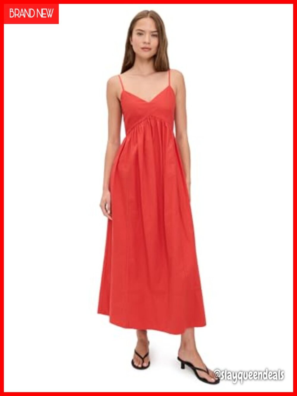Jenni Kayne Peninsula Midi Dress Poplin Eyelet A-Line V-Neck Sleeveless